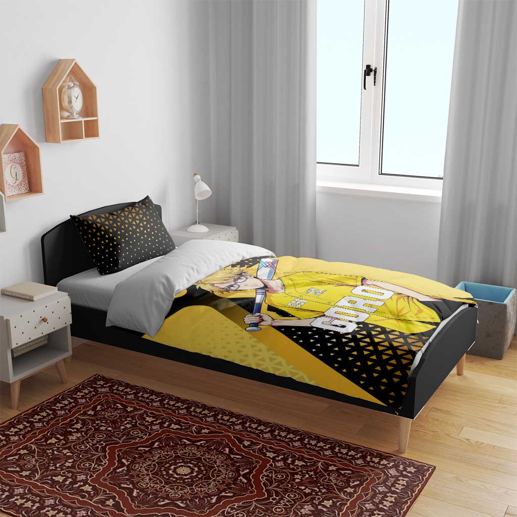 Goro Bedding Set Yellow Black Baseball Anime Crossover
