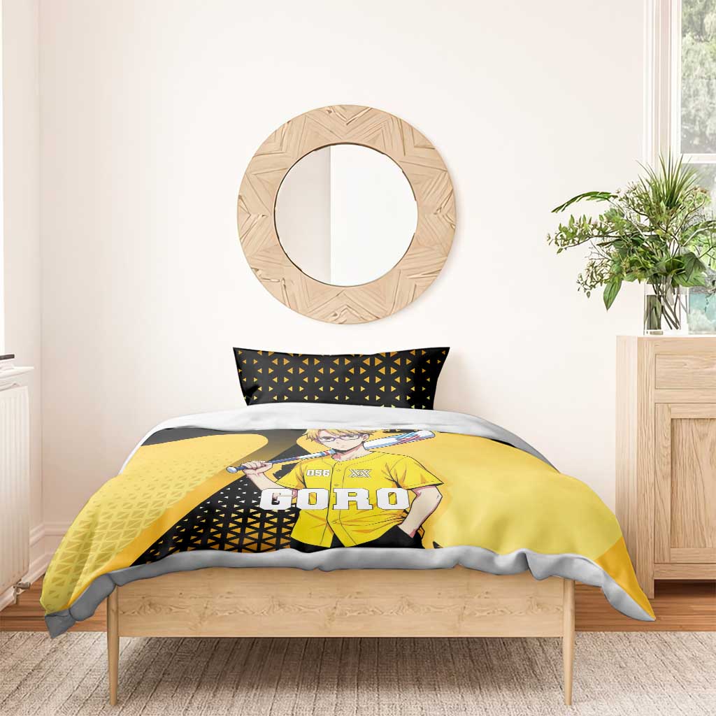 Goro Bedding Set Yellow Black Baseball Anime Crossover