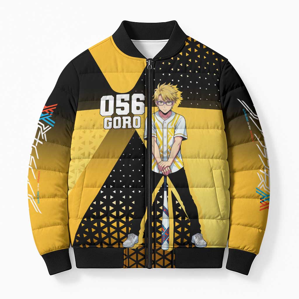 Goro Bomber Puffer Jacket Yellow Black Baseball Anime Crossover