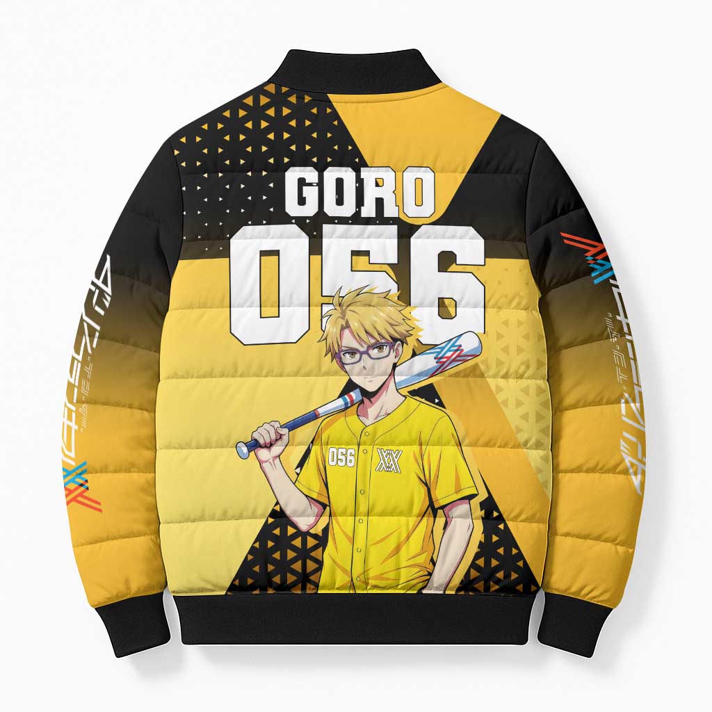 Goro Bomber Puffer Jacket Yellow Black Baseball Anime Crossover