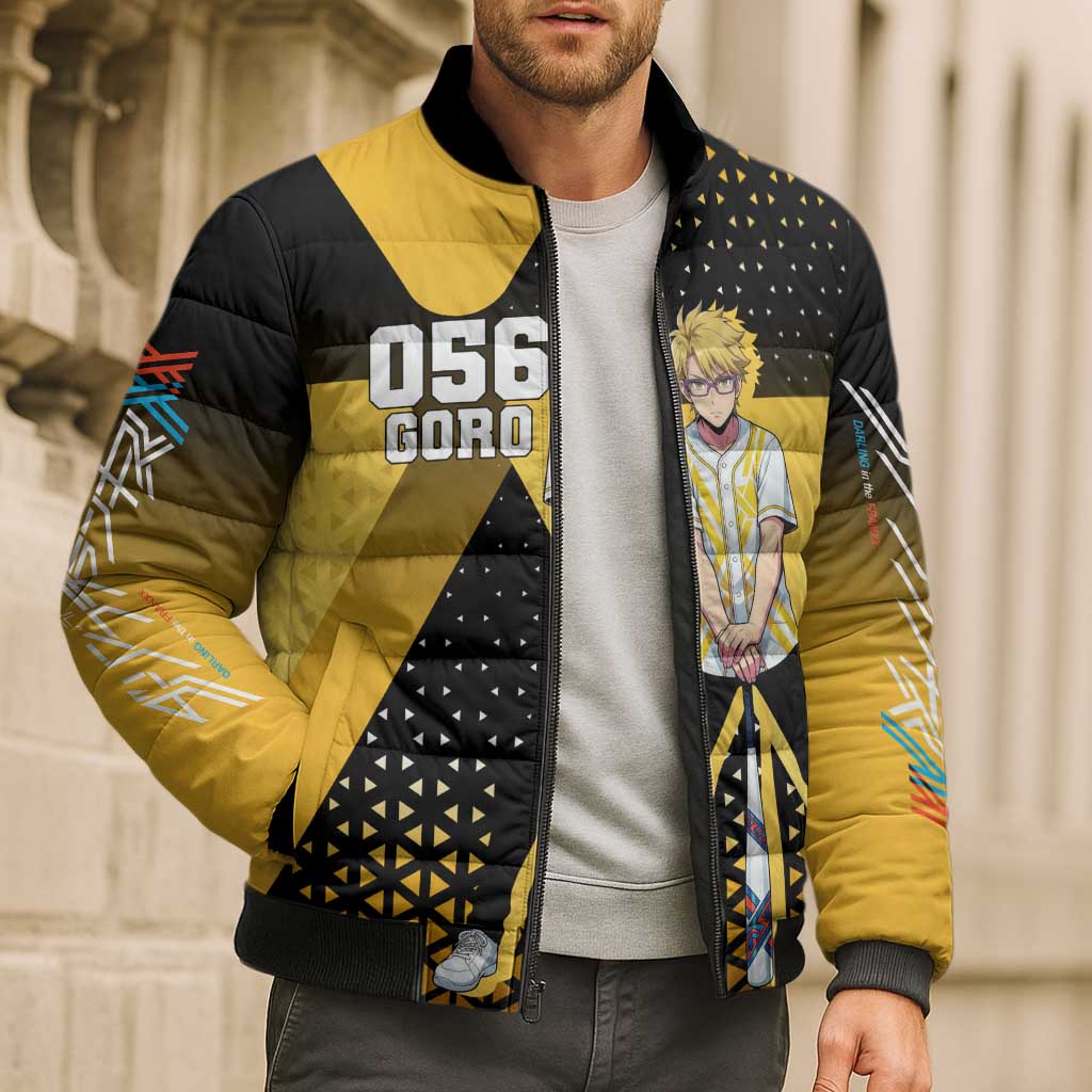 Goro Bomber Puffer Jacket Yellow Black Baseball Anime Crossover