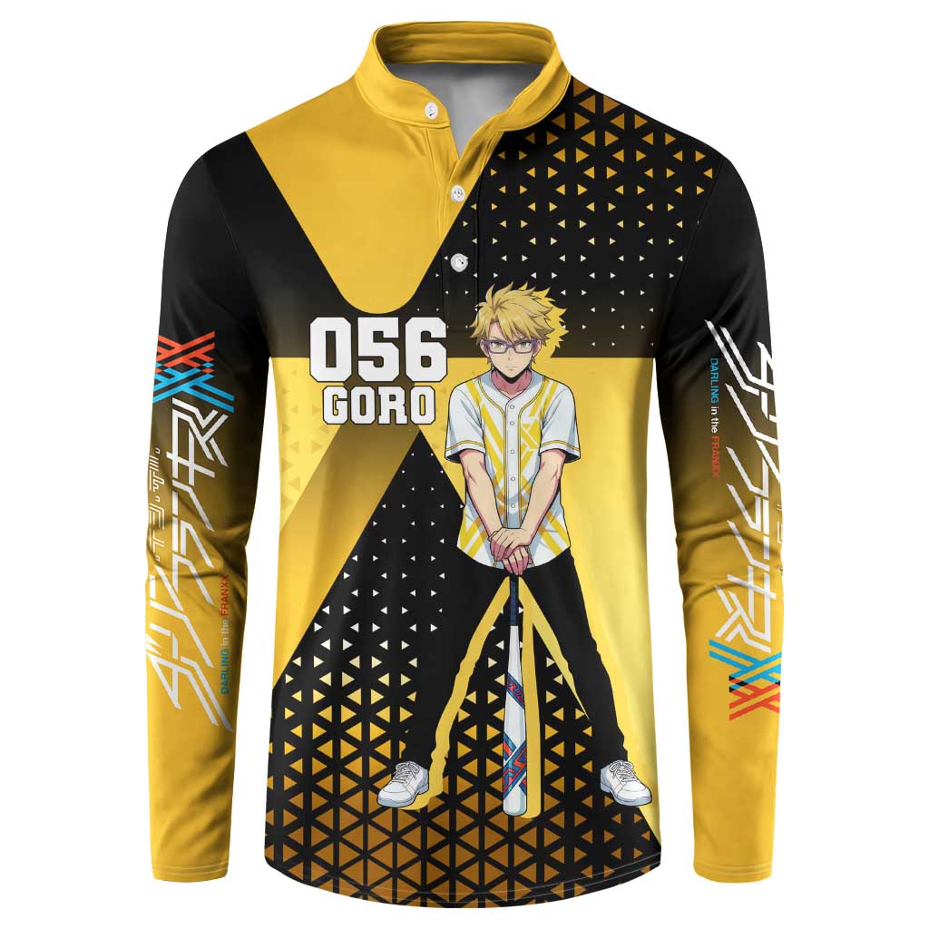 Goro Button Sweatshirt Yellow Black Baseball Anime Crossover