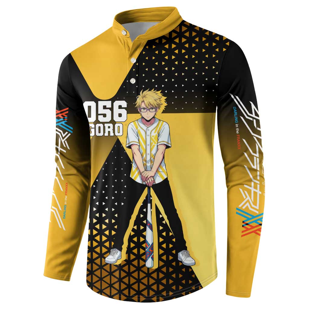 Goro Button Sweatshirt Yellow Black Baseball Anime Crossover