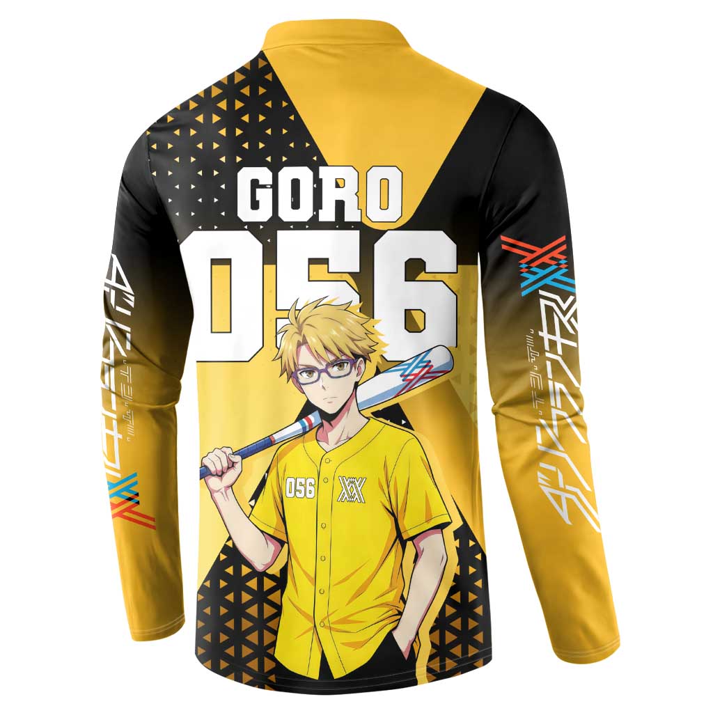 Goro Button Sweatshirt Yellow Black Baseball Anime Crossover