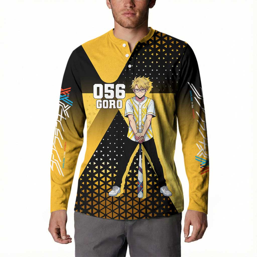 Goro Button Sweatshirt Yellow Black Baseball Anime Crossover