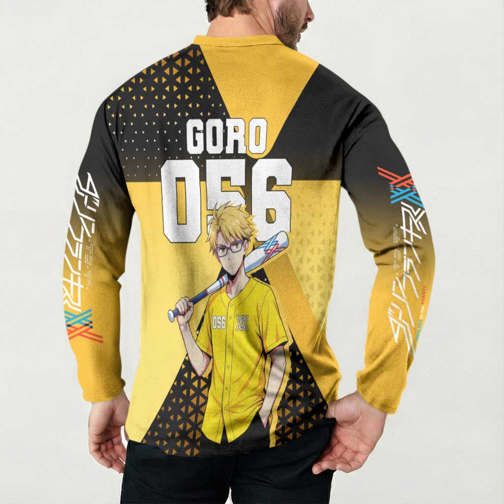 Goro Button Sweatshirt Yellow Black Baseball Anime Crossover