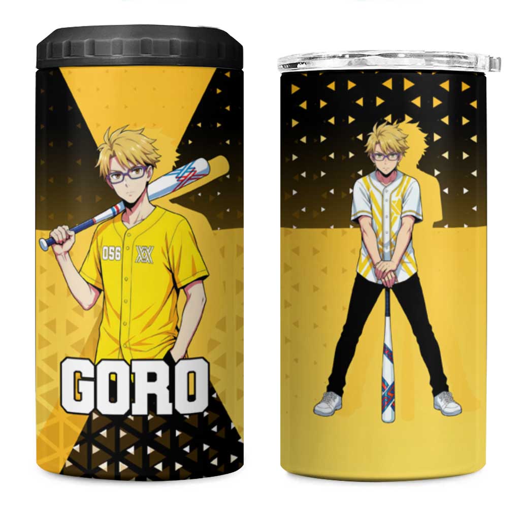 Goro 4 in 1 Can Cooler Tumbler Yellow Black Baseball Anime Crossover