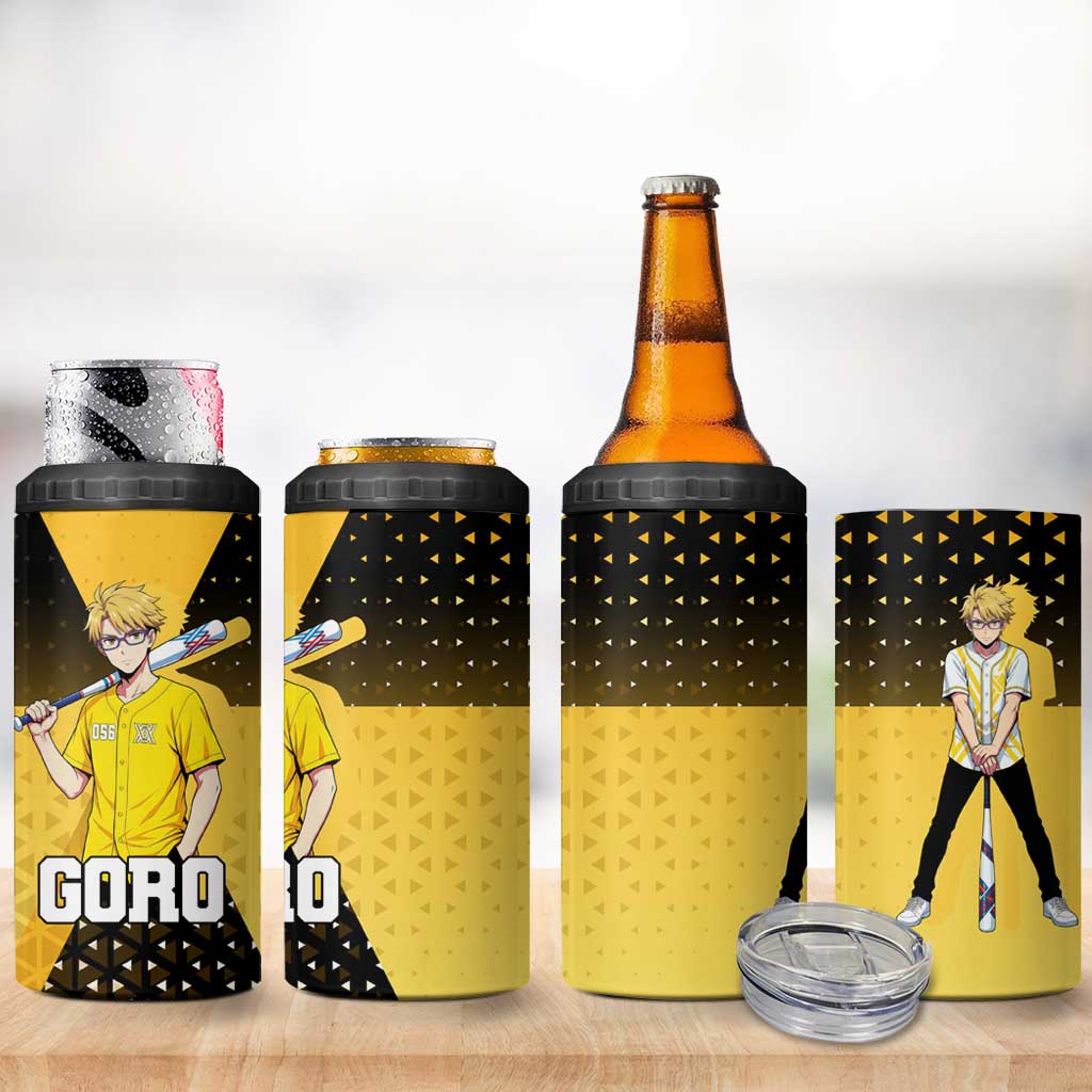 Goro 4 in 1 Can Cooler Tumbler Yellow Black Baseball Anime Crossover