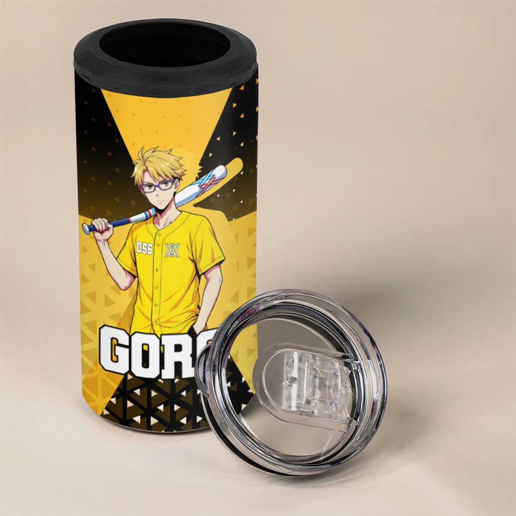 Goro 4 in 1 Can Cooler Tumbler Yellow Black Baseball Anime Crossover