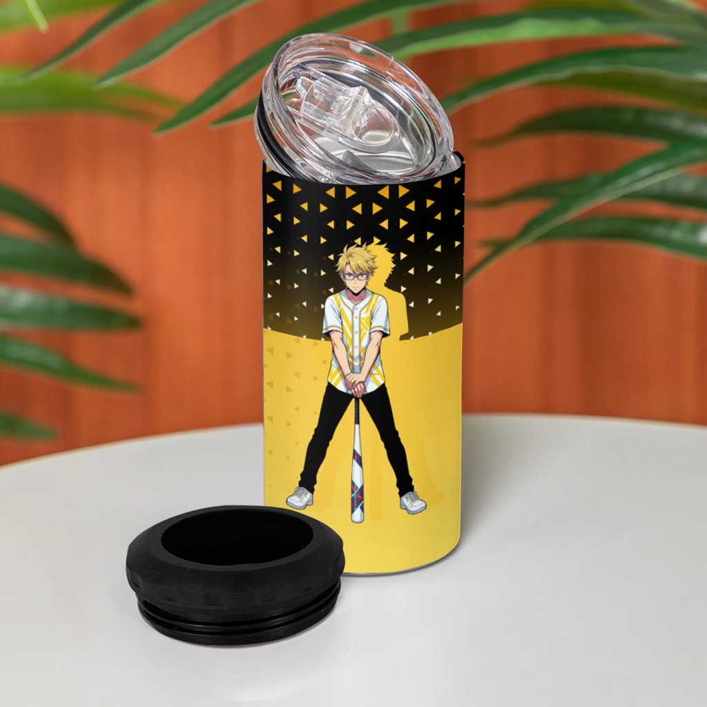 Goro 4 in 1 Can Cooler Tumbler Yellow Black Baseball Anime Crossover