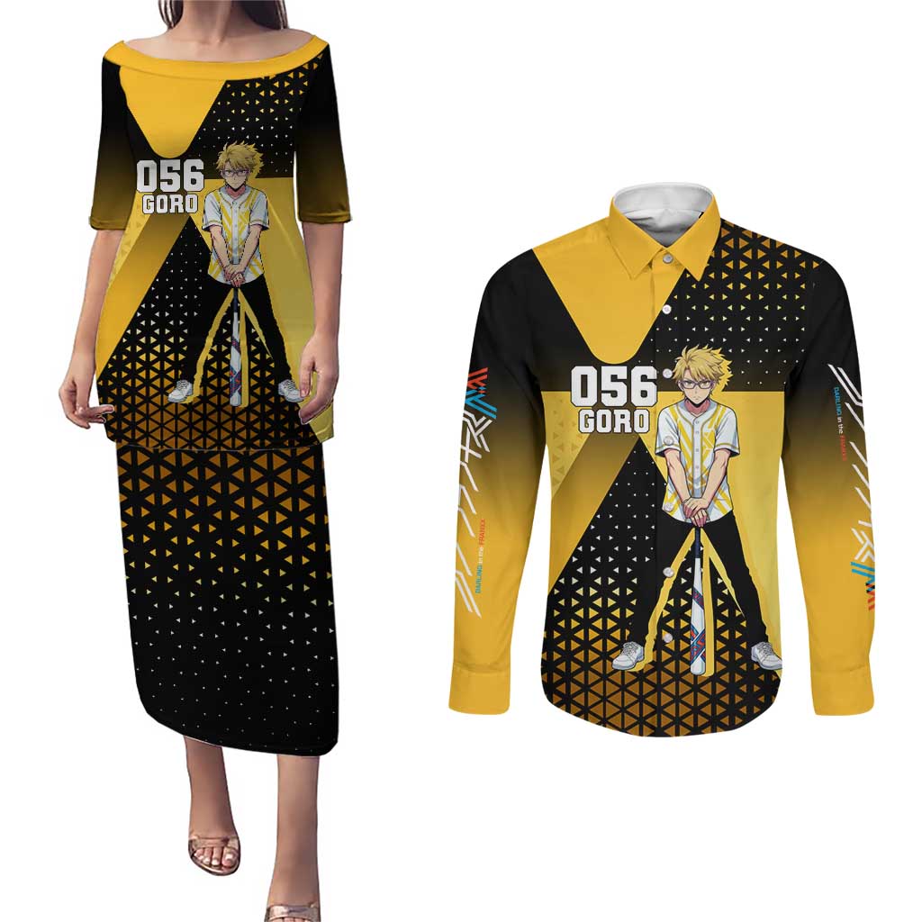 Goro Couples Matching Puletasi and Long Sleeve Button Shirt Yellow Black Baseball Anime Crossover