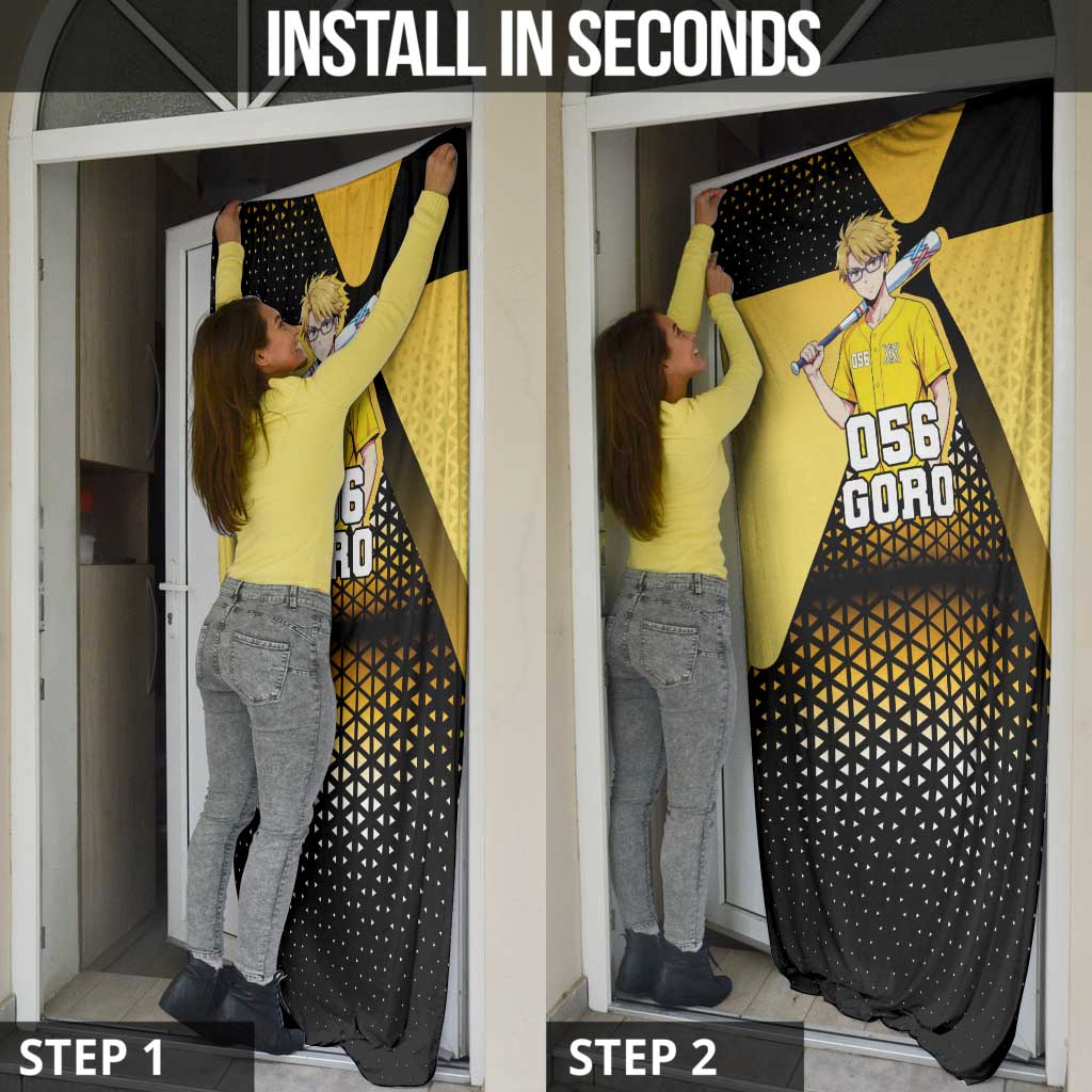 Goro Door Cover Yellow Black Baseball Anime Crossover