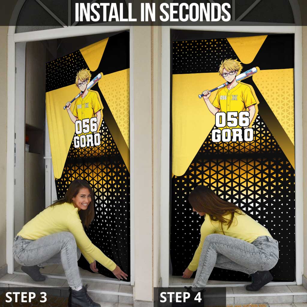 Goro Door Cover Yellow Black Baseball Anime Crossover