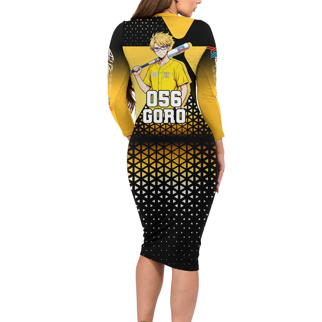 Goro Family Matching Long Sleeve Bodycon Dress and Hawaiian Shirt Yellow Black Baseball Anime Crossover