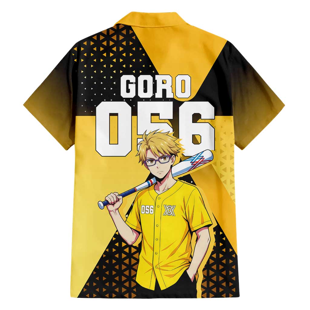 Goro Family Matching Off The Shoulder Long Sleeve Dress and Hawaiian Shirt Yellow Black Baseball Anime Crossover