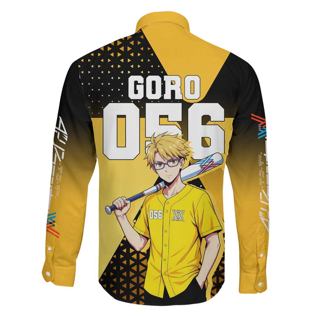 Goro Family Matching Off The Shoulder Long Sleeve Dress and Hawaiian Shirt Yellow Black Baseball Anime Crossover