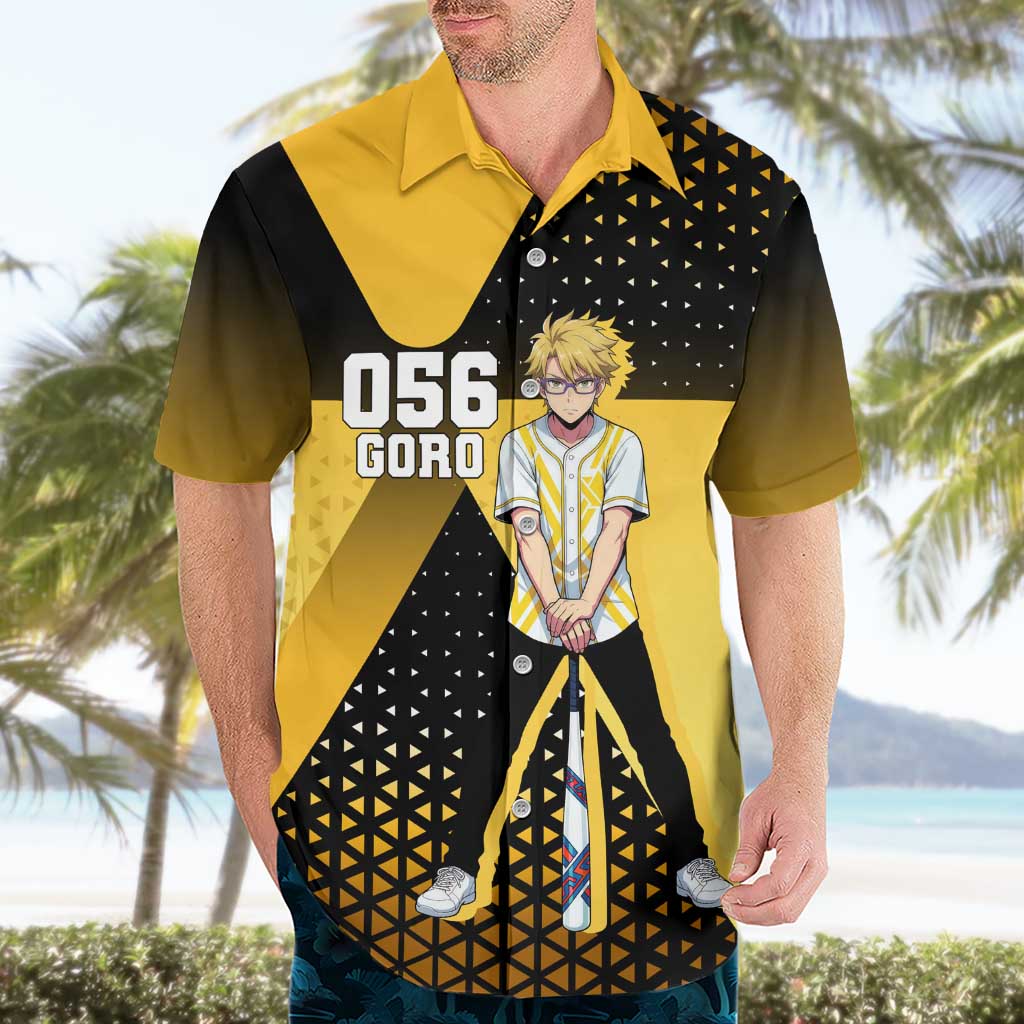 Goro Hawaiian Shirt Yellow Black Baseball Anime Crossover