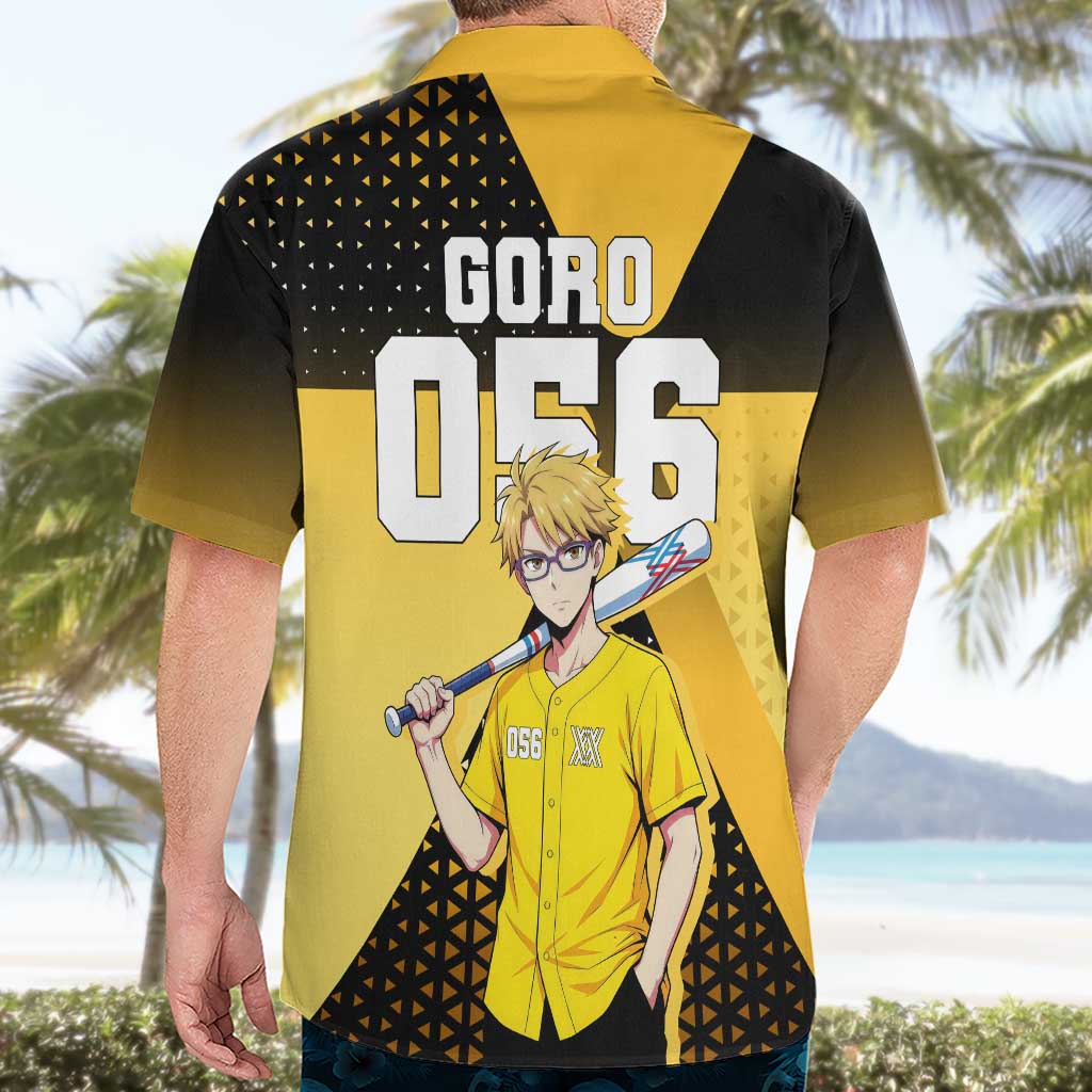 Goro Hawaiian Shirt Yellow Black Baseball Anime Crossover