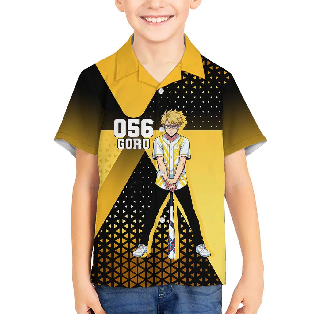 Goro Kid Hawaiian Shirt Yellow Black Baseball Anime Crossover
