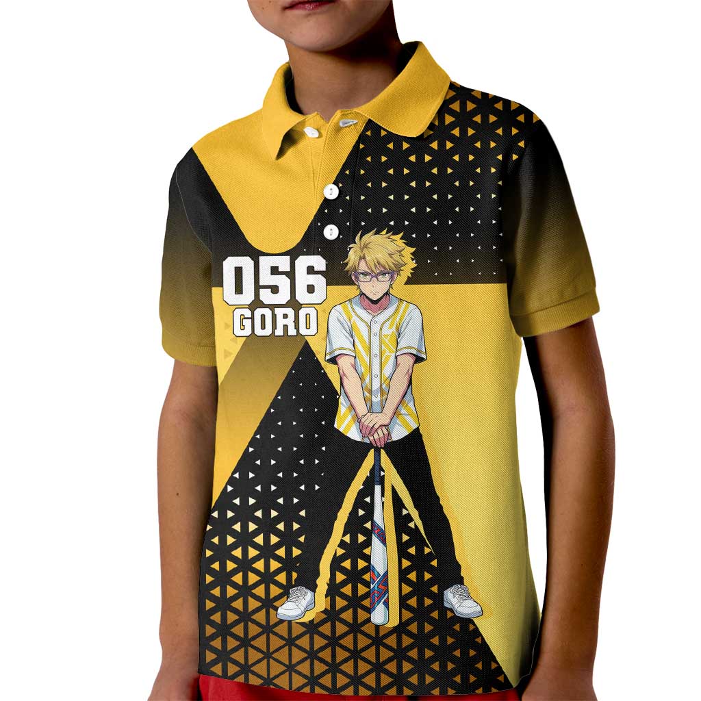 Goro Kid Polo Shirt Yellow Black Baseball Anime Crossover