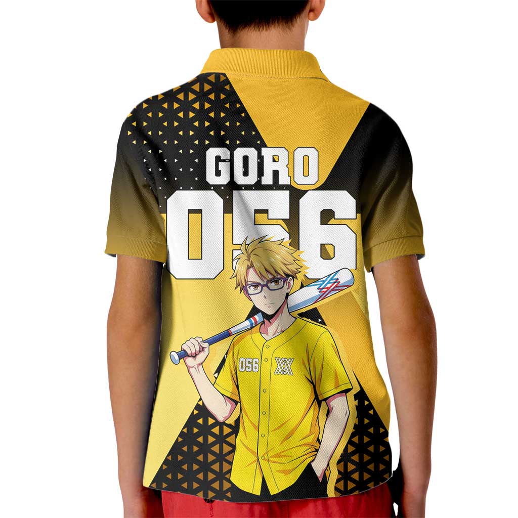 Goro Kid Polo Shirt Yellow Black Baseball Anime Crossover