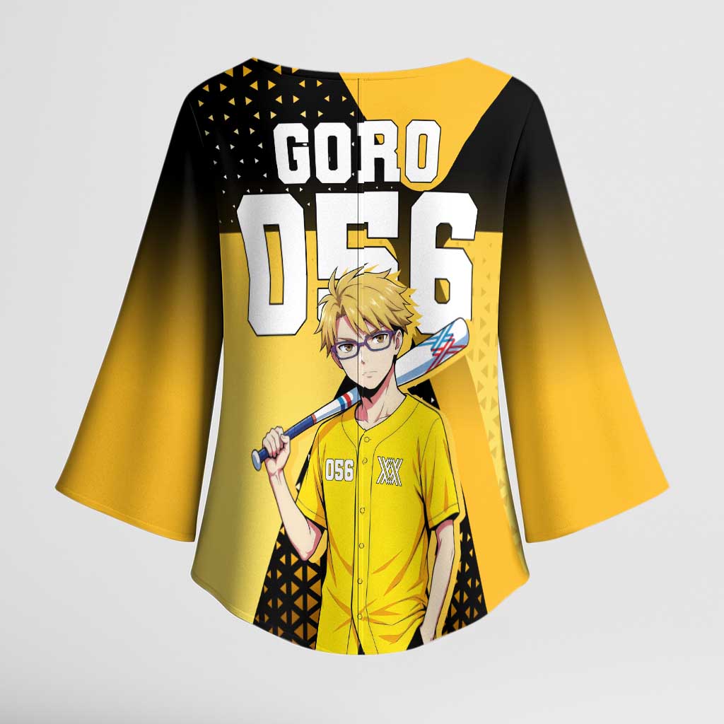 Goro Kimono Sleeve Blouse Yellow Black Baseball Anime Crossover