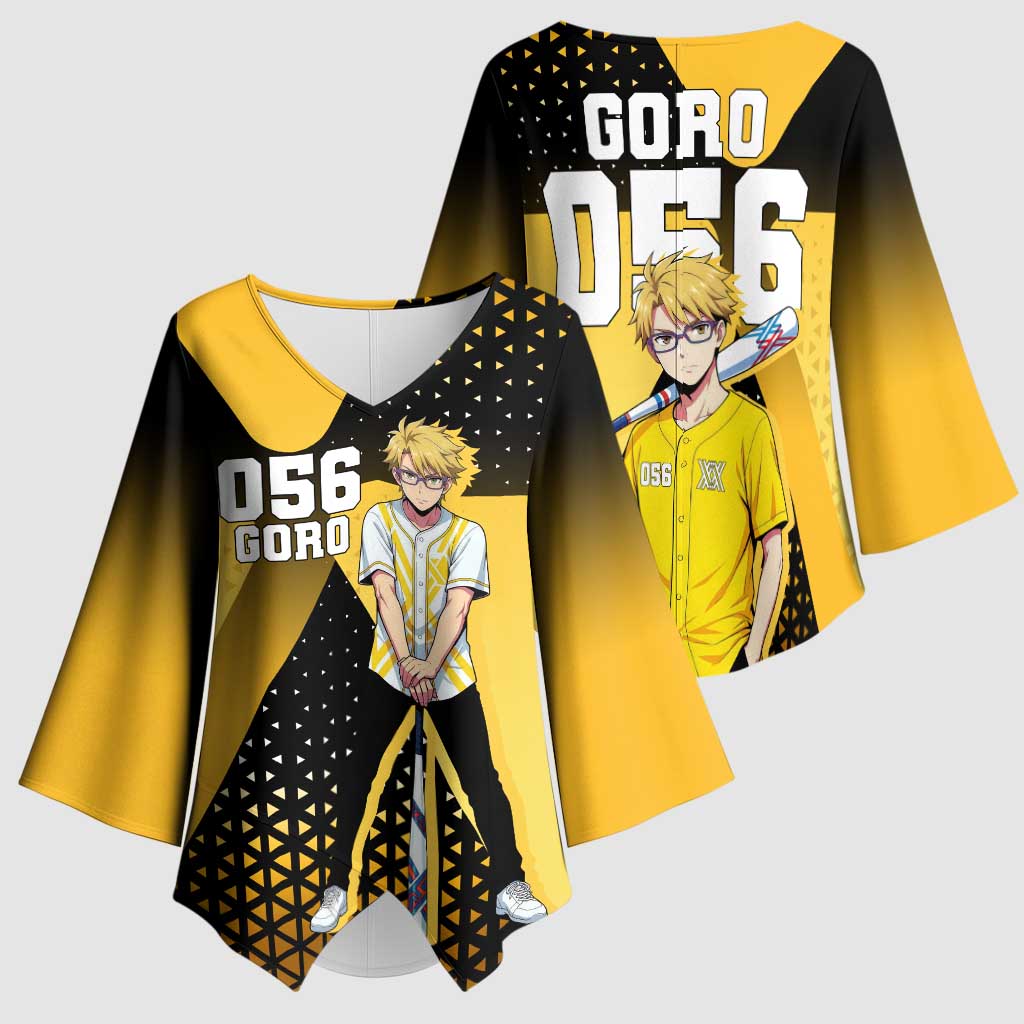 Goro Kimono Sleeve Blouse Yellow Black Baseball Anime Crossover