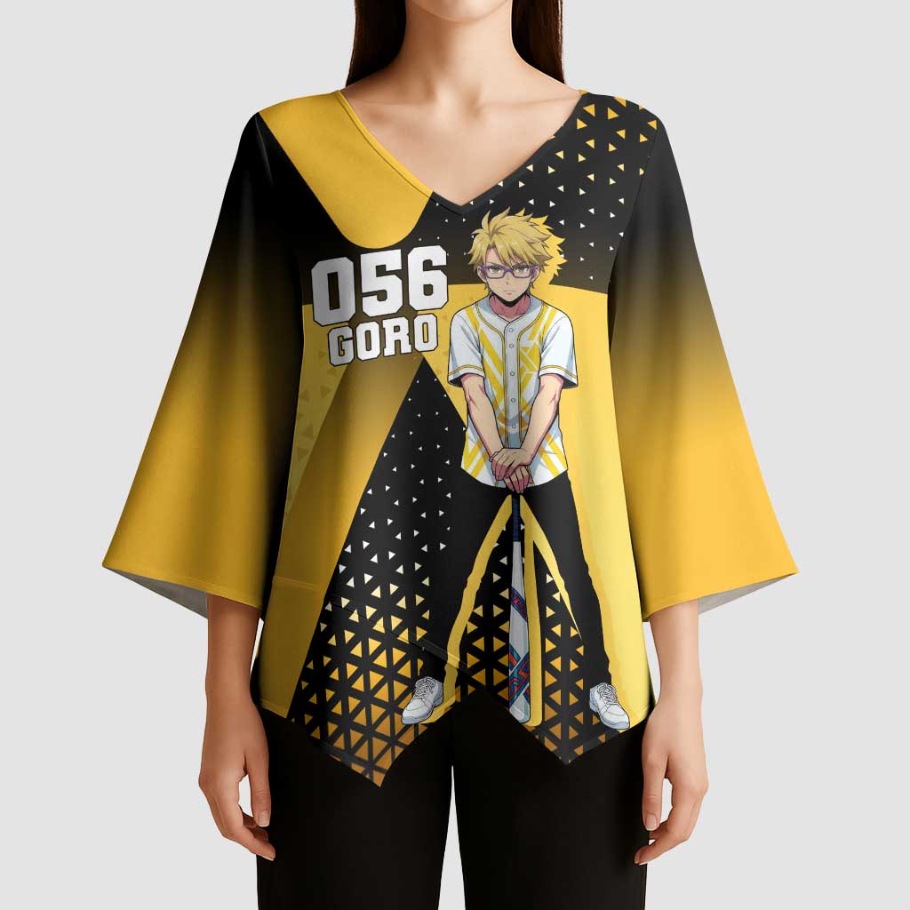 Goro Kimono Sleeve Blouse Yellow Black Baseball Anime Crossover