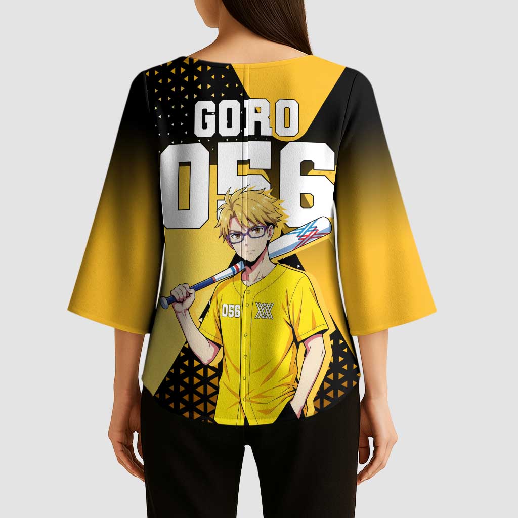 Goro Kimono Sleeve Blouse Yellow Black Baseball Anime Crossover