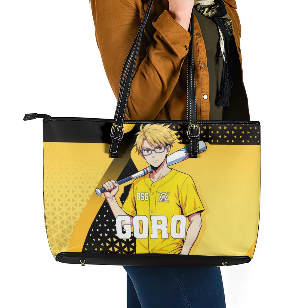 Goro Leather Tote Bag Yellow Black Baseball Anime Crossover