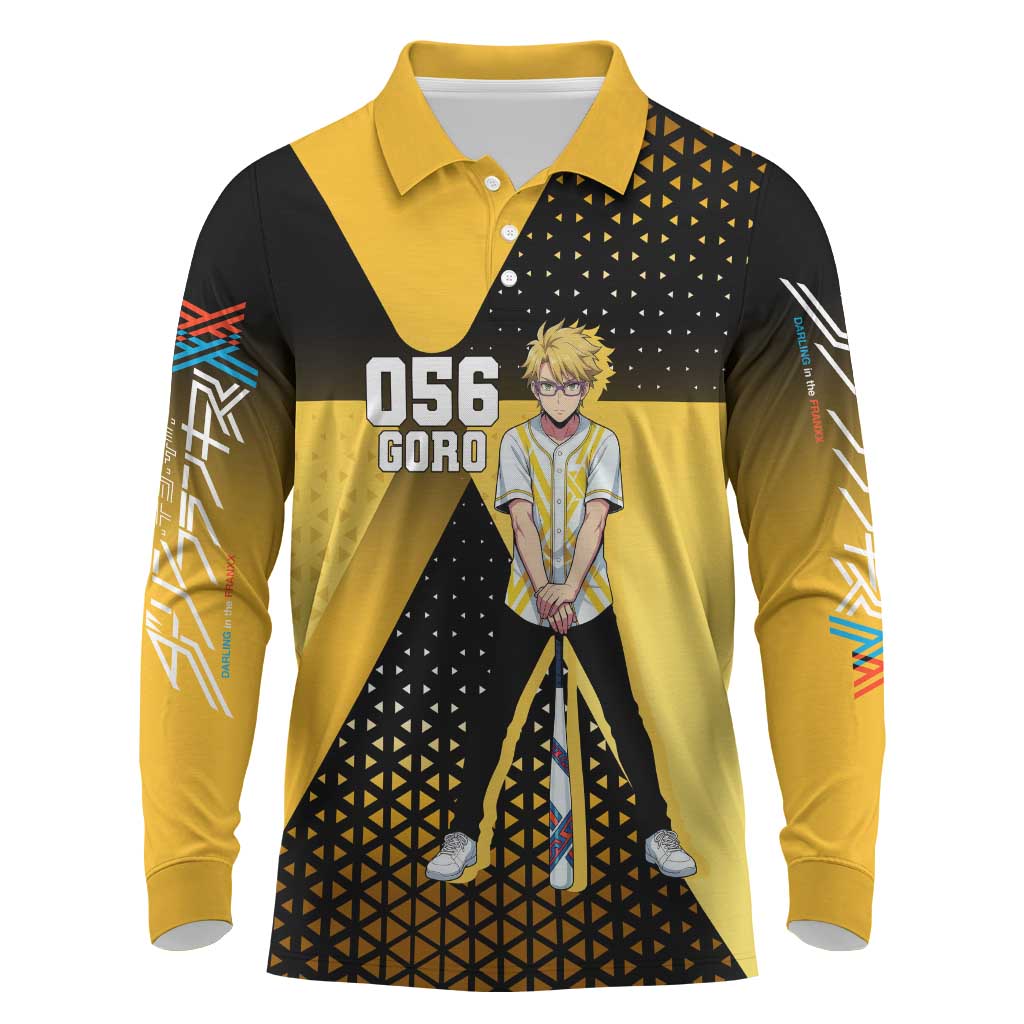 Goro Long Sleeve Polo Shirt Yellow Black Baseball Anime Crossover