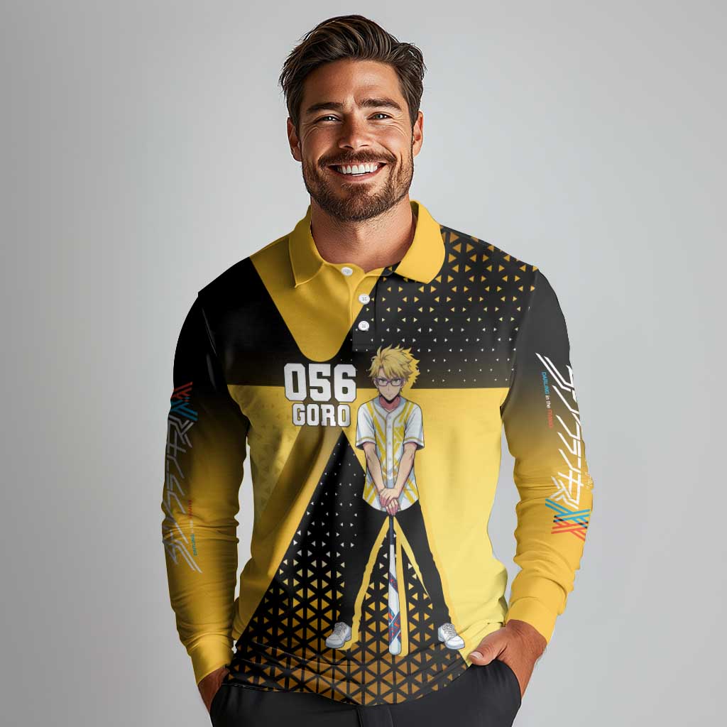 Goro Long Sleeve Polo Shirt Yellow Black Baseball Anime Crossover