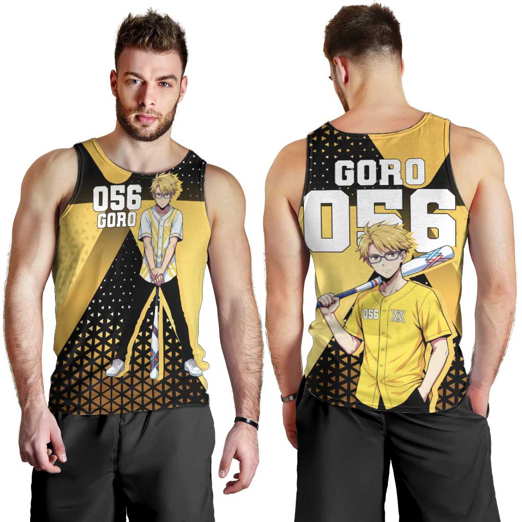 Goro Men Tank Top Yellow Black Baseball Anime Crossover