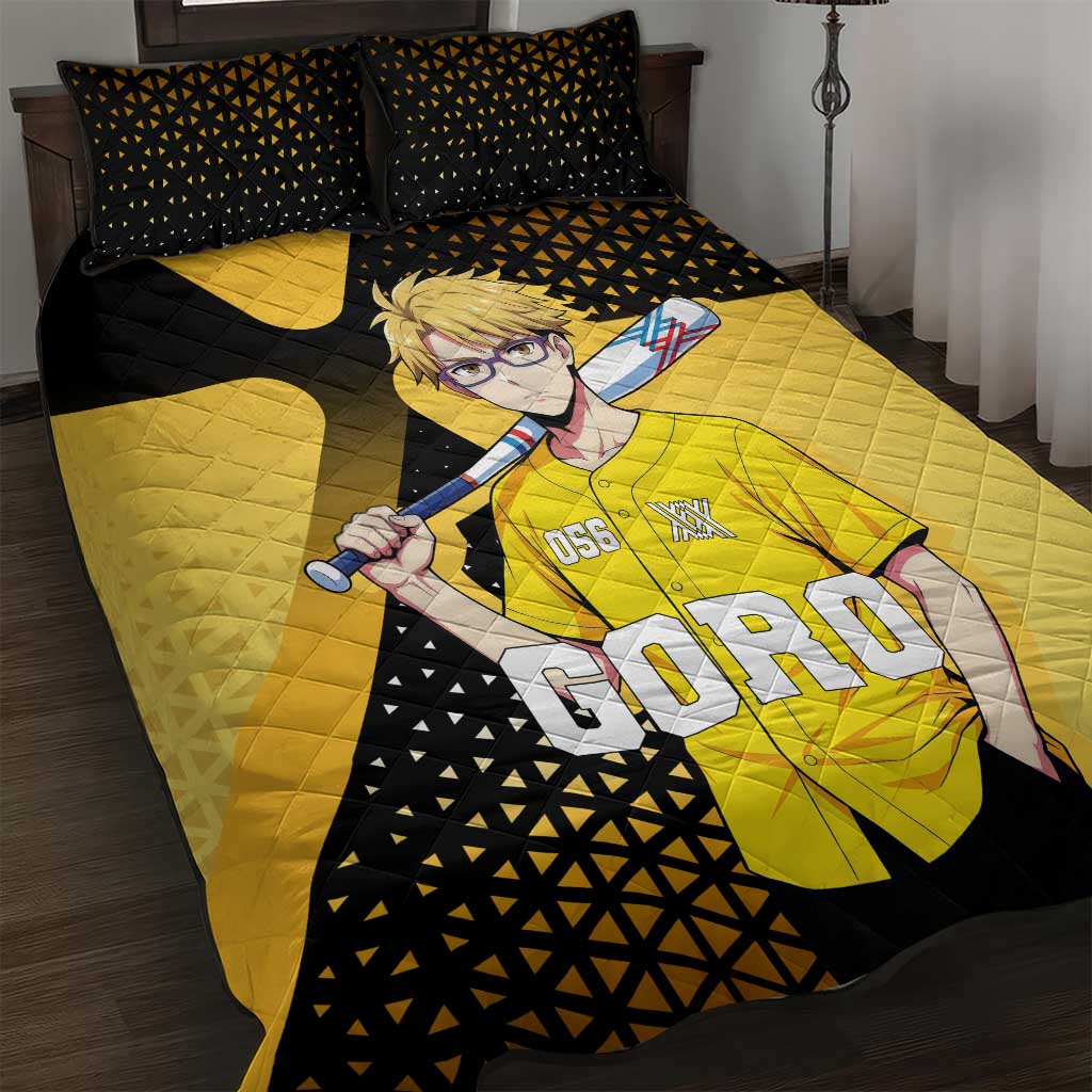 Goro Quilt Bed Set Yellow Black Baseball Anime Crossover