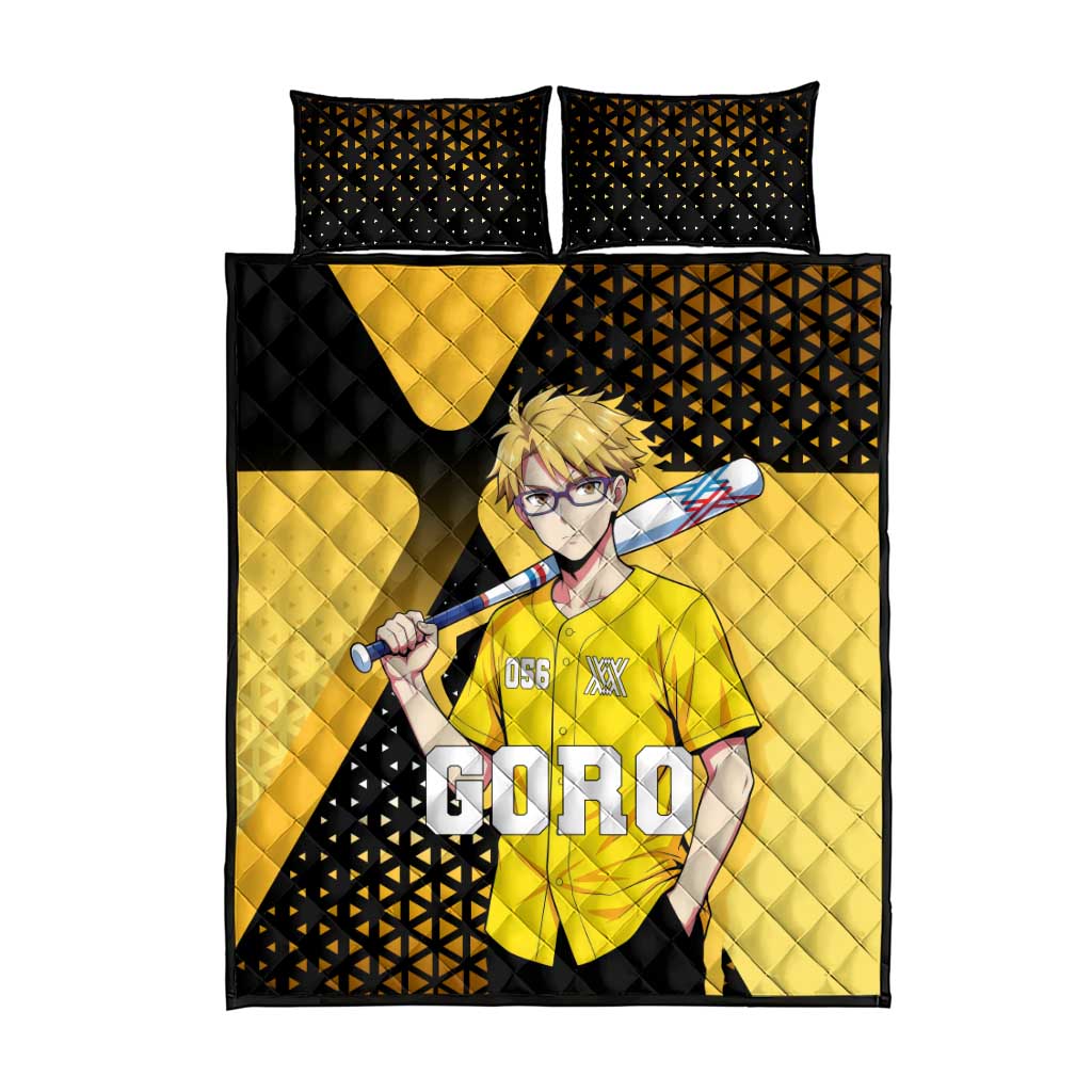 Goro Quilt Bed Set Yellow Black Baseball Anime Crossover