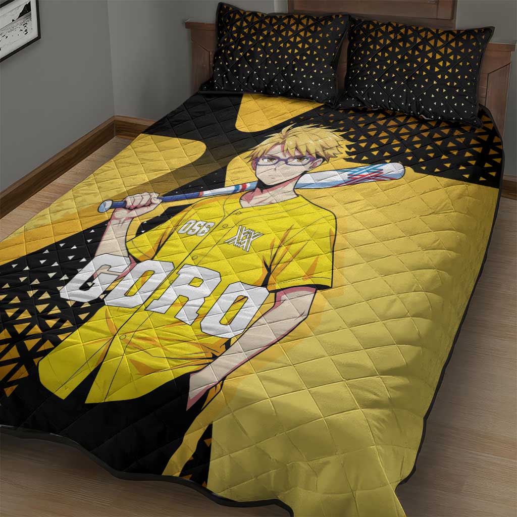 Goro Quilt Bed Set Yellow Black Baseball Anime Crossover