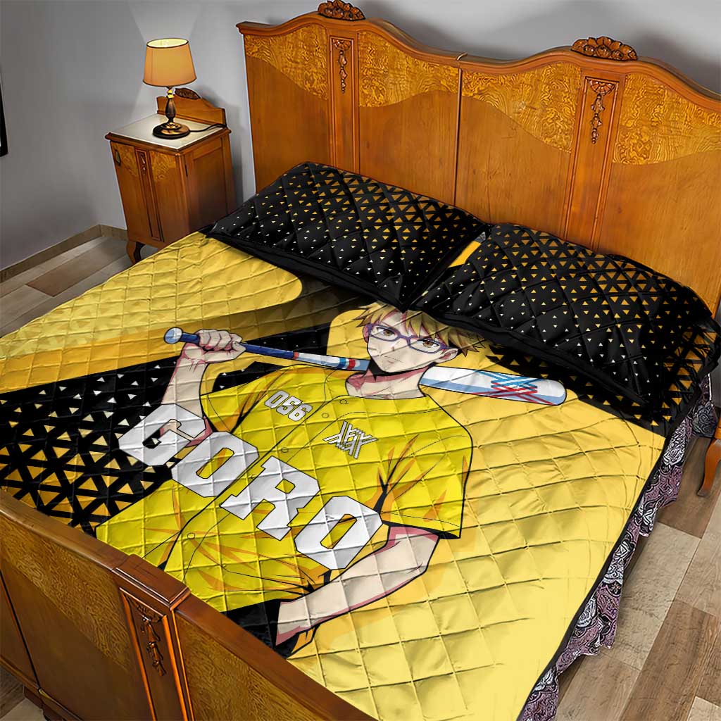 Goro Quilt Bed Set Yellow Black Baseball Anime Crossover