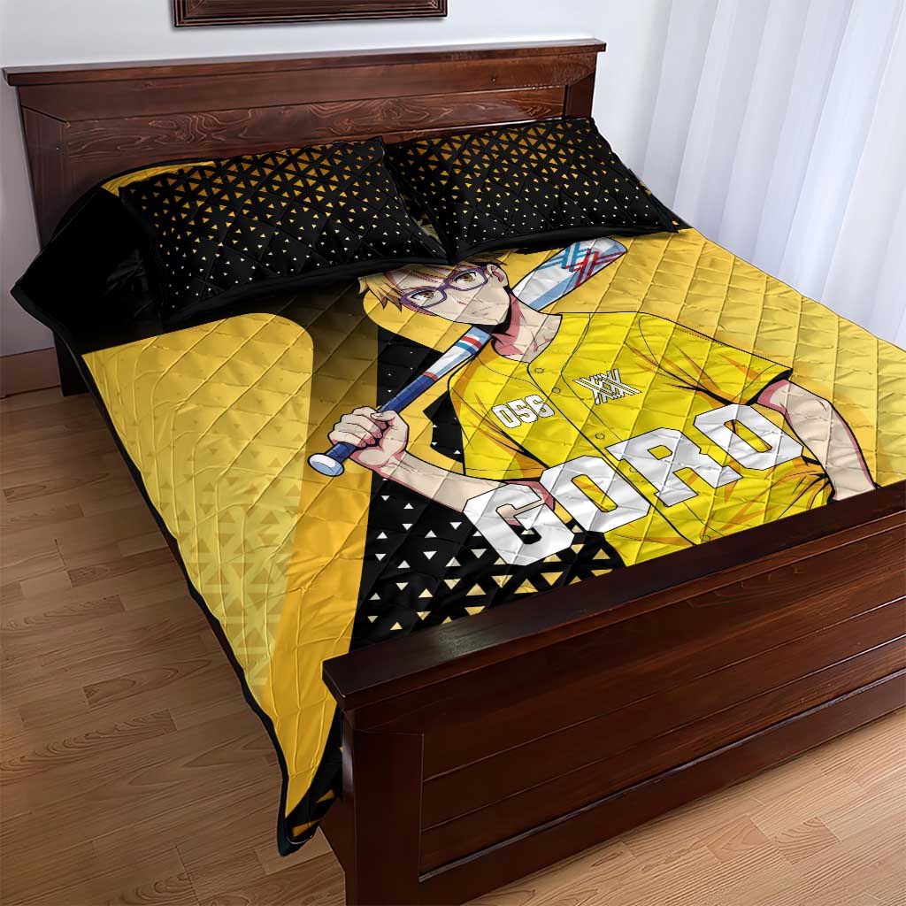 Goro Quilt Bed Set Yellow Black Baseball Anime Crossover