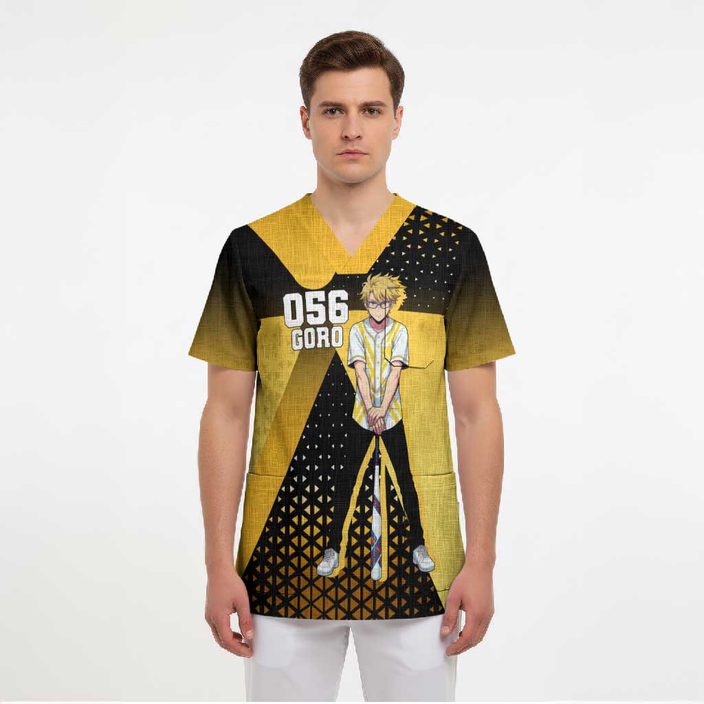 Goro Scrub Top Yellow Black Baseball Anime Crossover