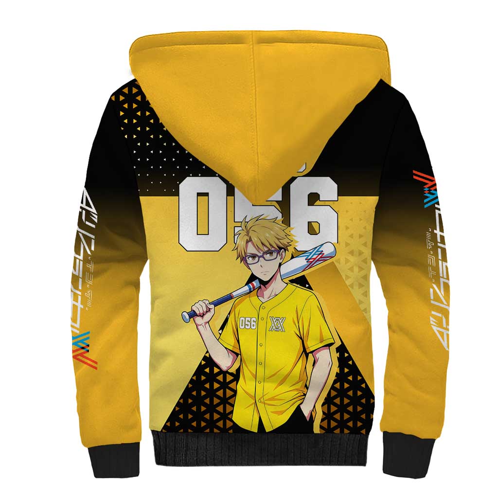 Goro Sherpa Hoodie Yellow Black Baseball Anime Crossover