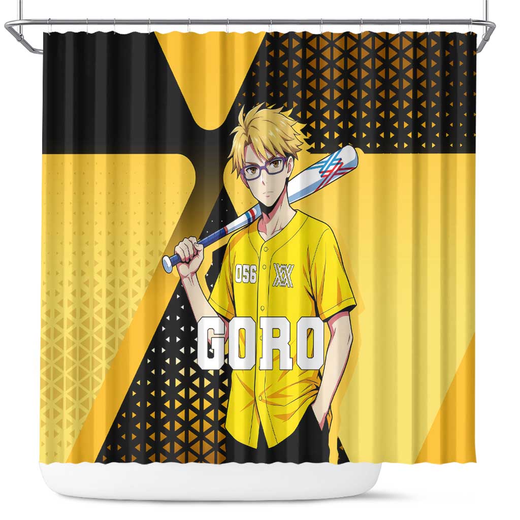 Goro Shower Curtain Yellow Black Baseball Anime Crossover