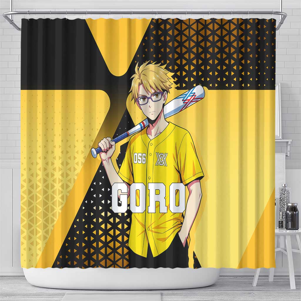 Goro Shower Curtain Yellow Black Baseball Anime Crossover
