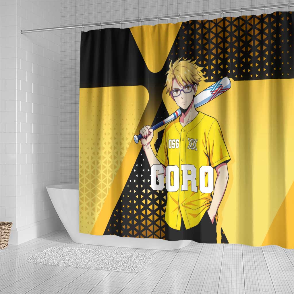 Goro Shower Curtain Yellow Black Baseball Anime Crossover