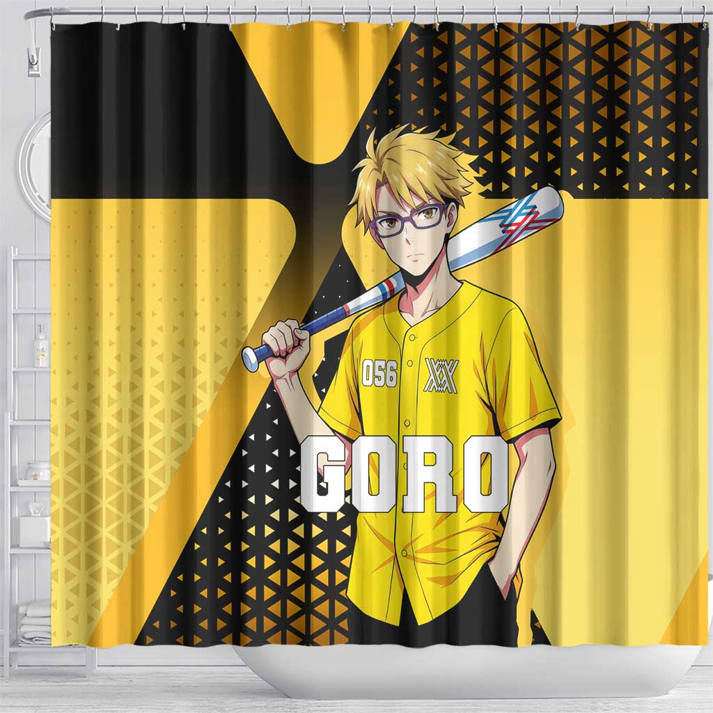 Goro Shower Curtain Yellow Black Baseball Anime Crossover