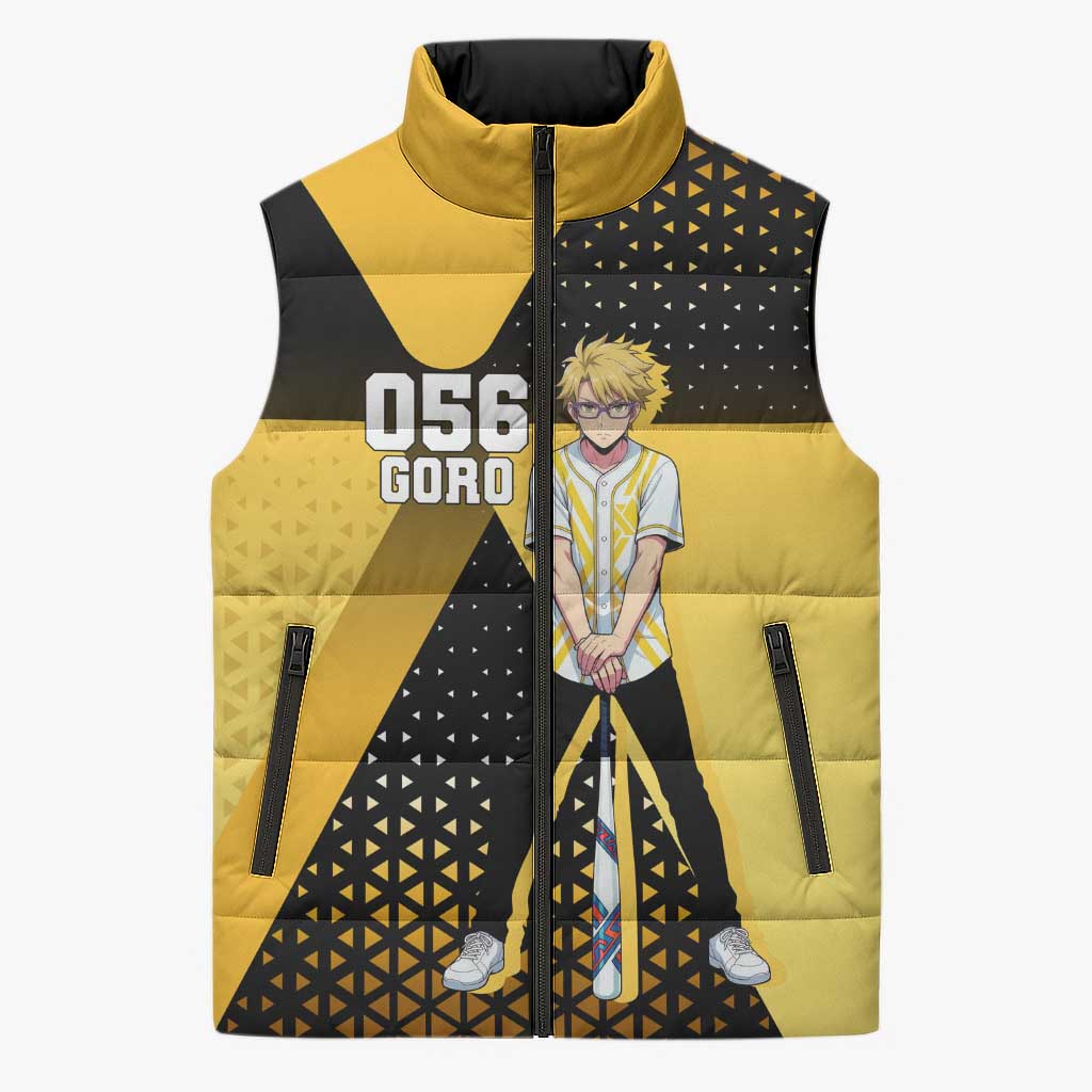 Goro Sleeveless Puffer Jacket Yellow Black Baseball Anime Crossover