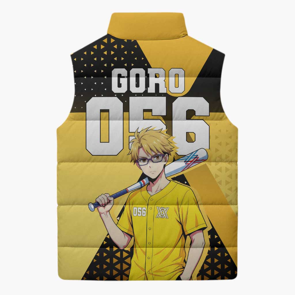 Goro Sleeveless Puffer Jacket Yellow Black Baseball Anime Crossover
