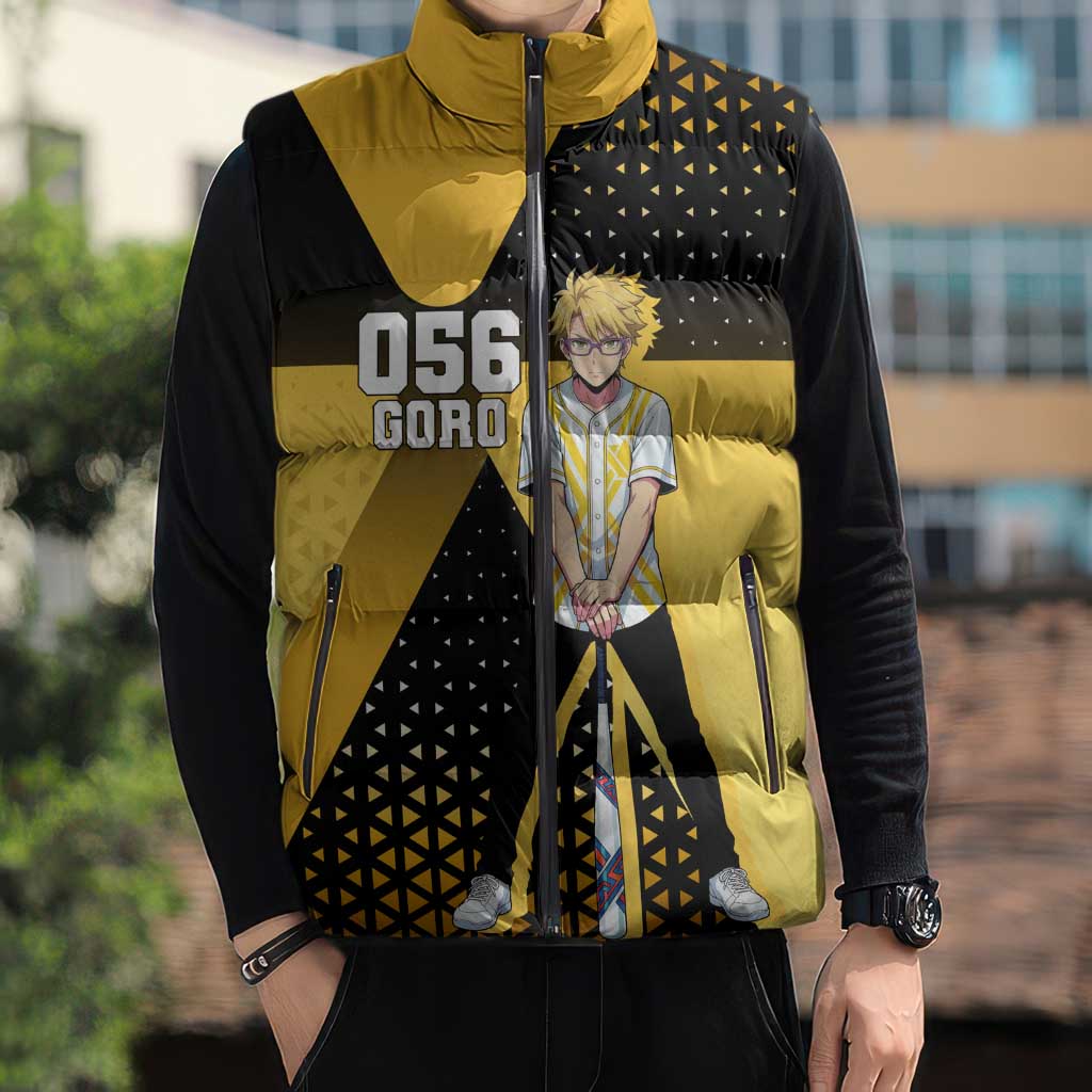 Goro Sleeveless Puffer Jacket Yellow Black Baseball Anime Crossover
