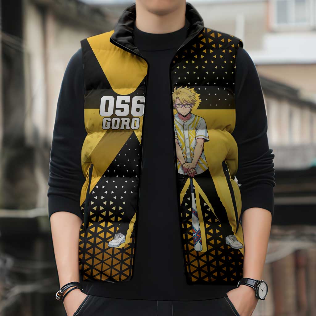 Goro Sleeveless Puffer Jacket Yellow Black Baseball Anime Crossover
