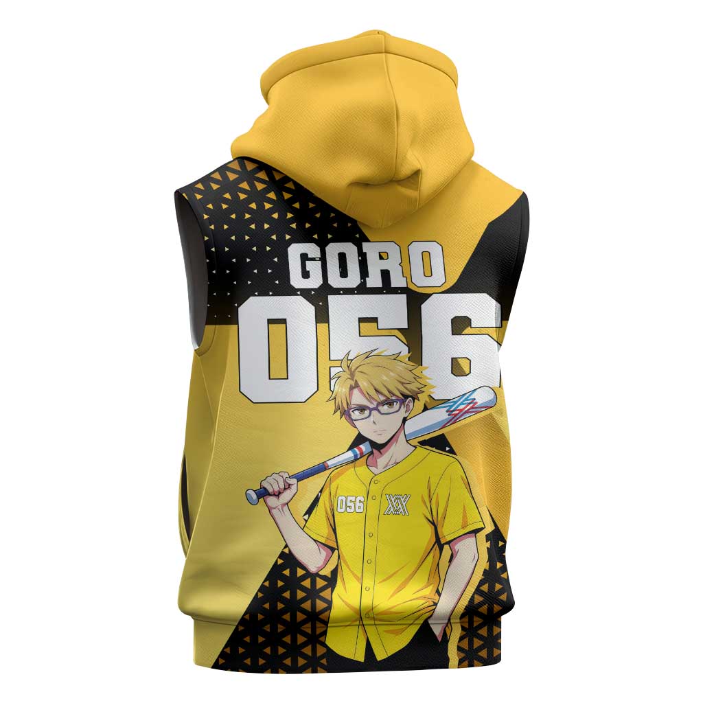 Goro Sleeveless Zip Hoodie Yellow Black Baseball Anime Crossover