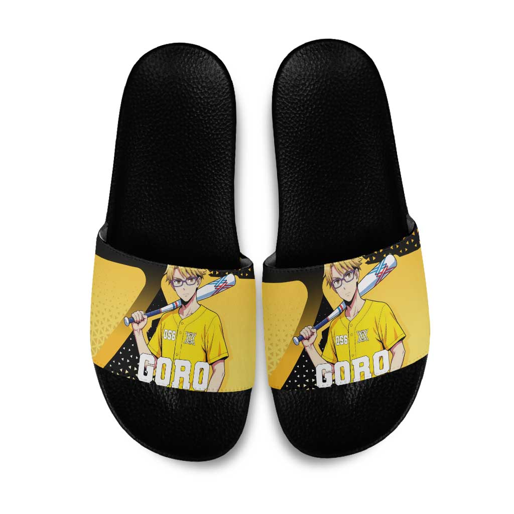 Goro Slide Sandals Yellow Black Baseball Anime Crossover